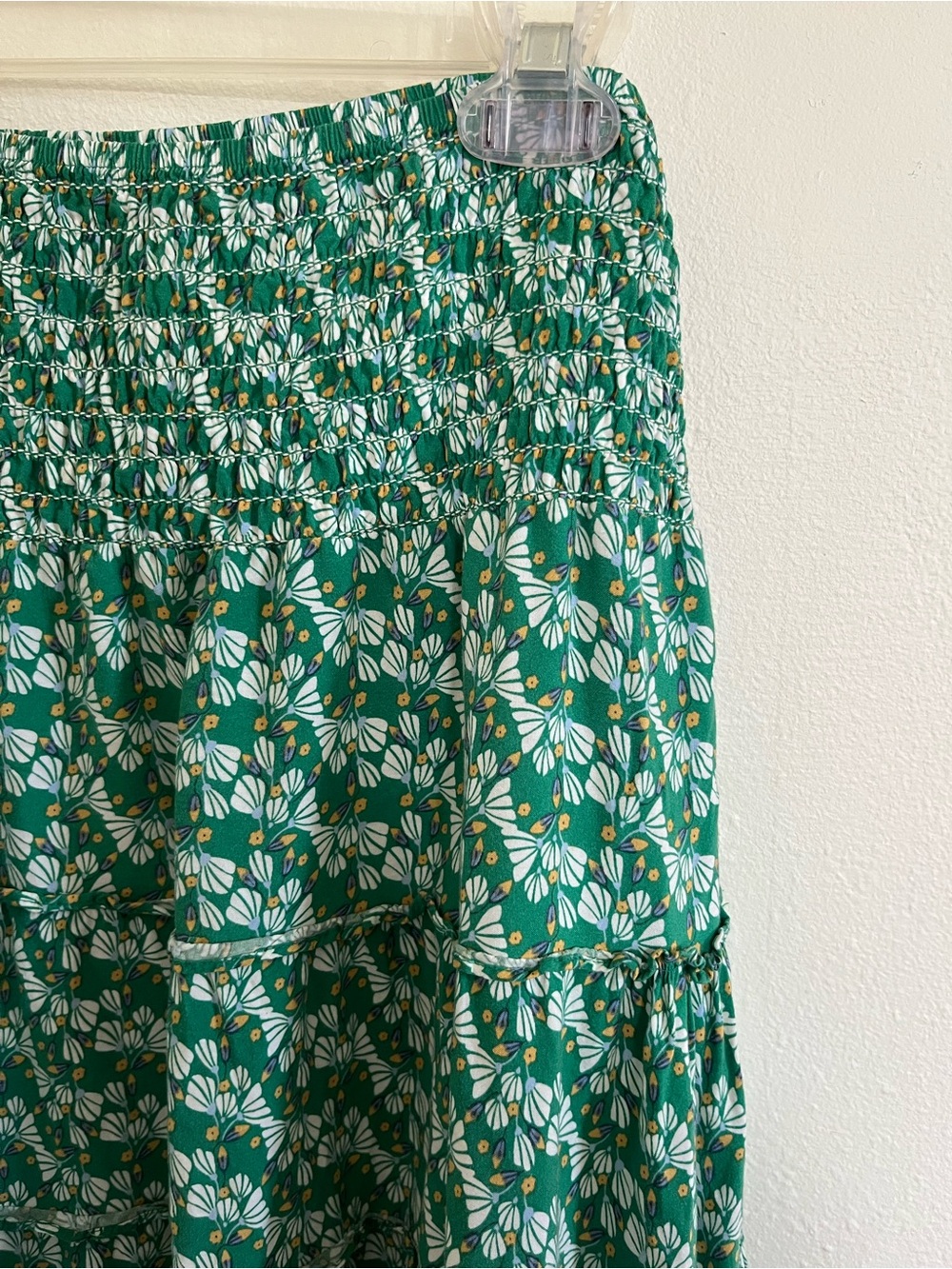 Max Studio Green Floral Smocked Midi Skirt